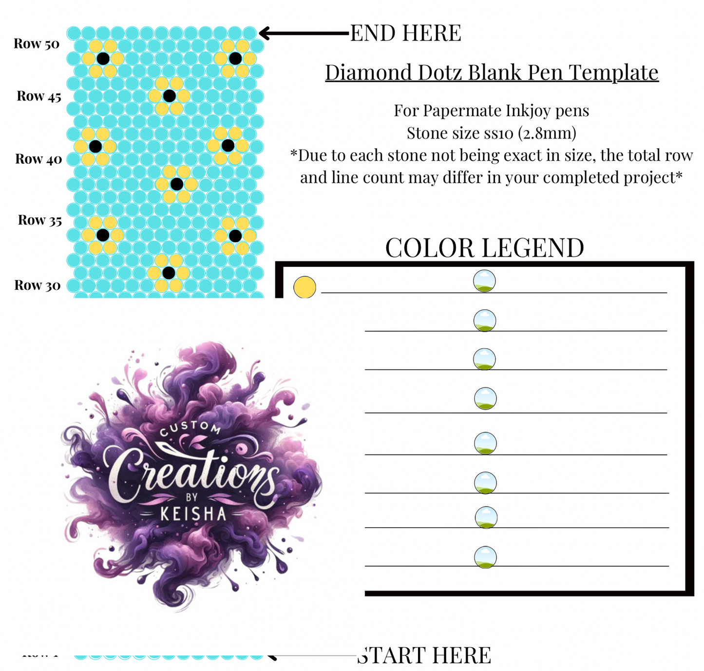 Sunflower Diamond Dots Pen Template