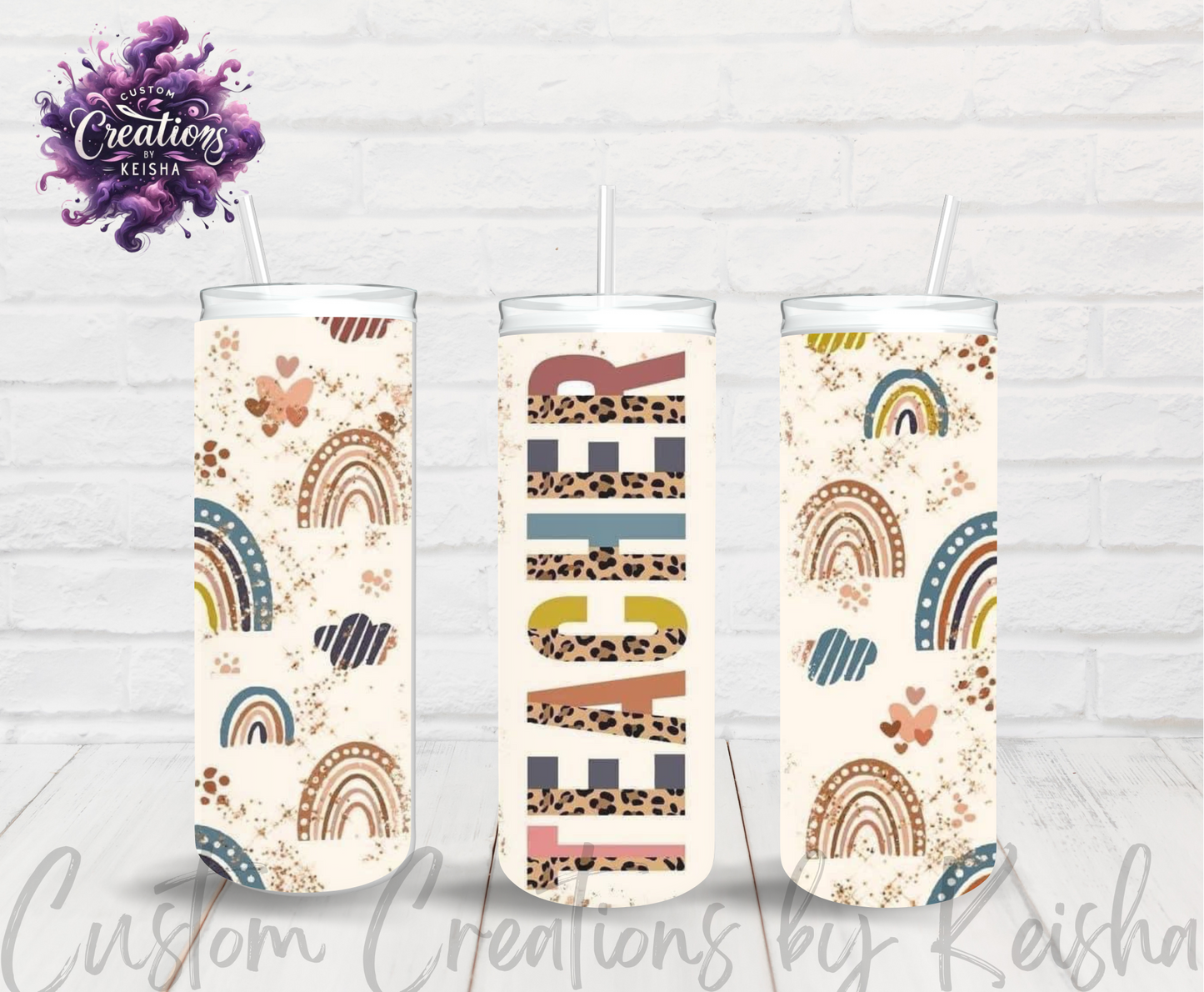 Teacher 20oz Glittered Sublimation Tumblers