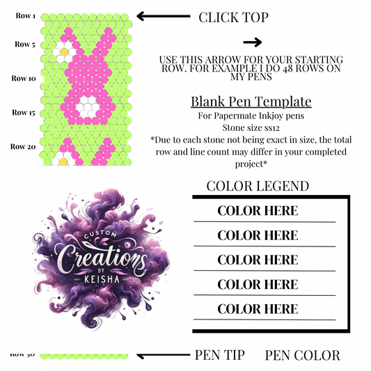 Bunny Rhinestone Pen Template