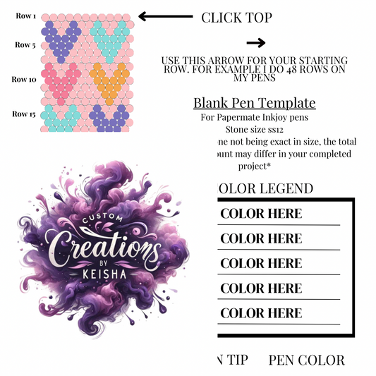 Candy Hearts Rhinestone Pen Template