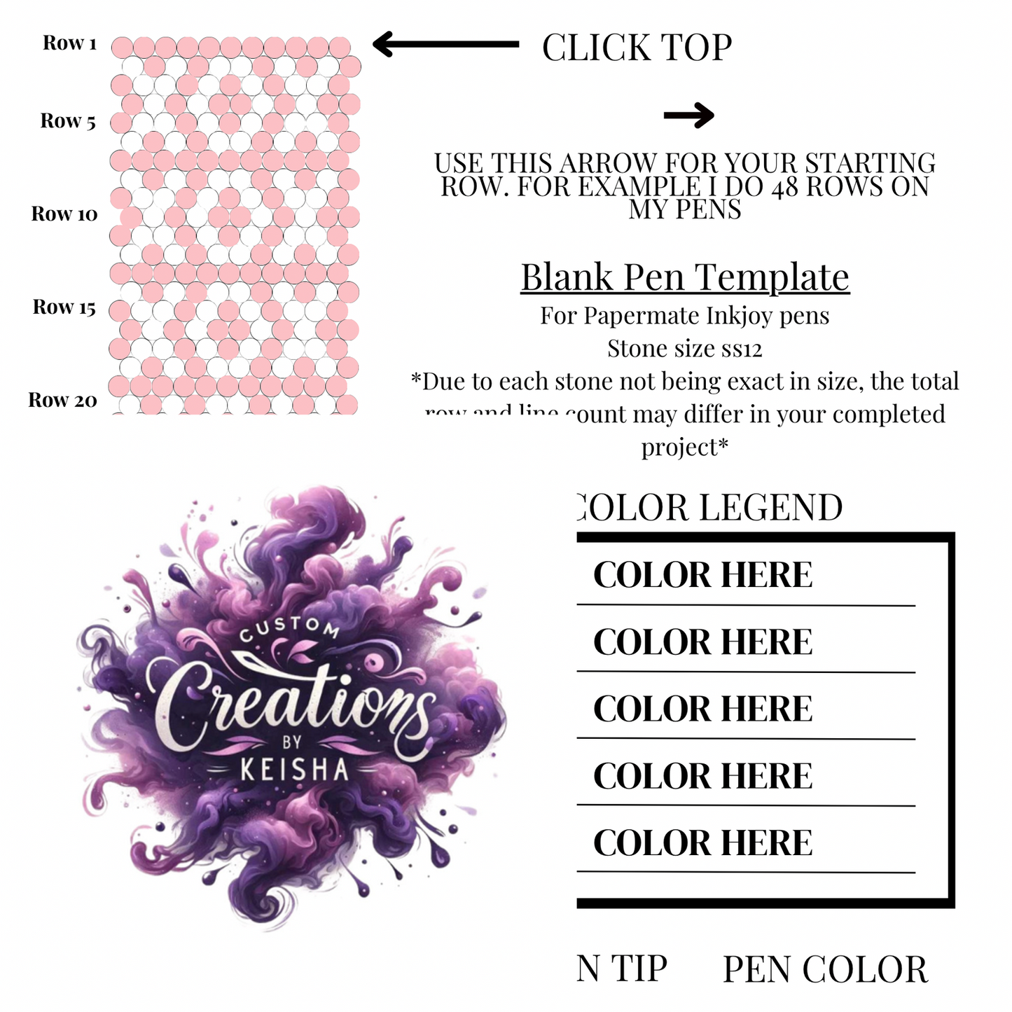 XoXo Rhinestone Pen Template