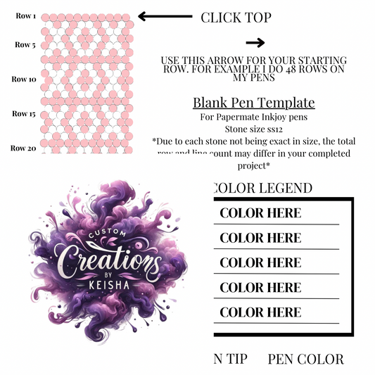 XoXo Rhinestone Pen Template