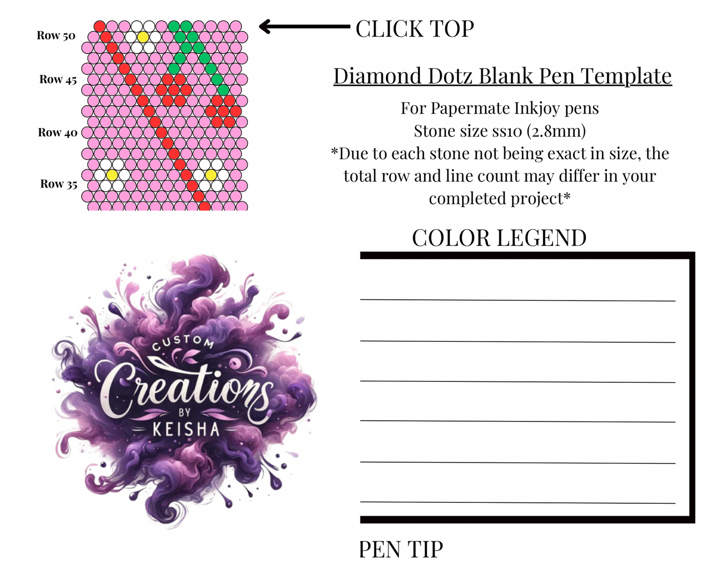 Cherry Twist Diamond Dots Pen Template