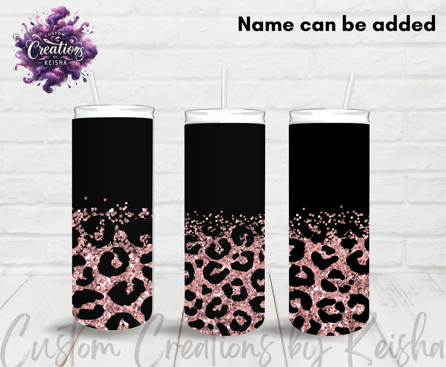 Leopard Print 20oz Glittered Sublimation Tumbler