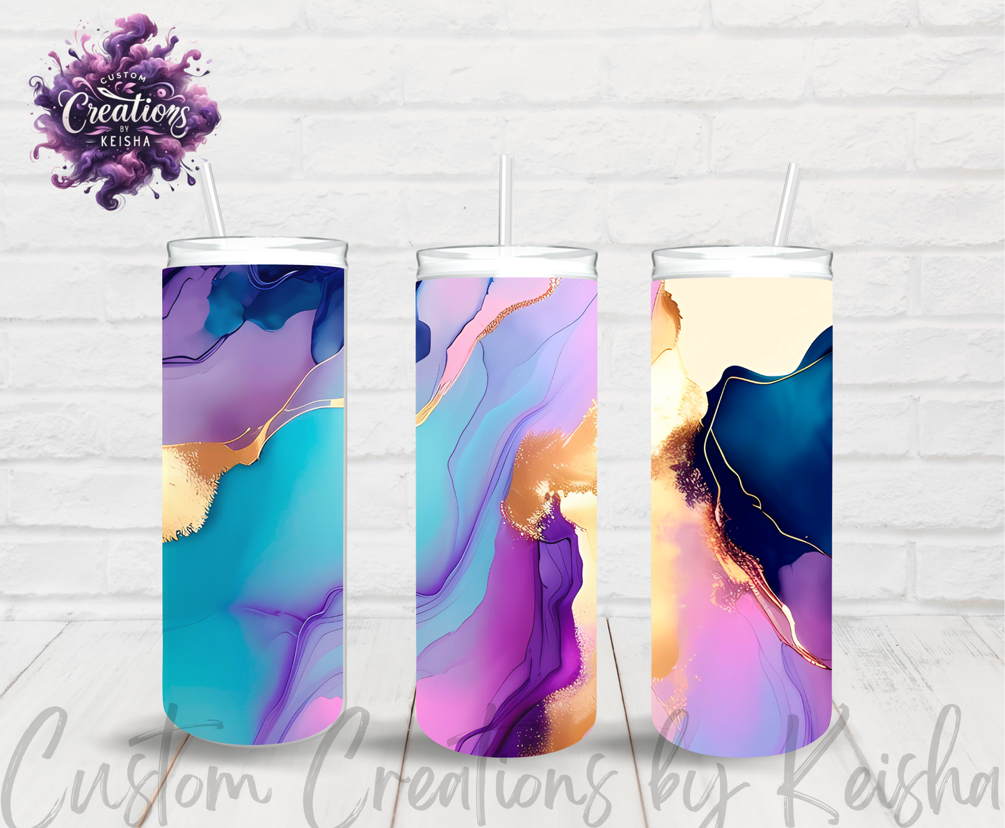 Marble 20oz Glittered Sublimation Tumbler