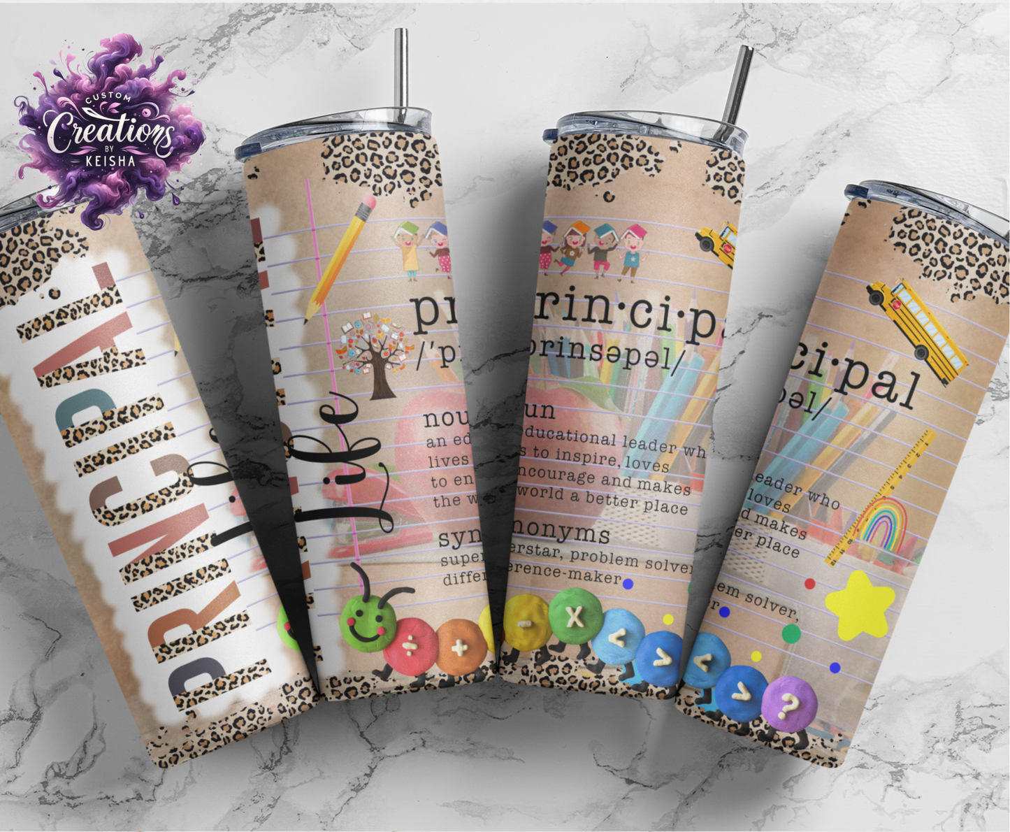 Teacher 20oz Glittered Sublimation Tumblers