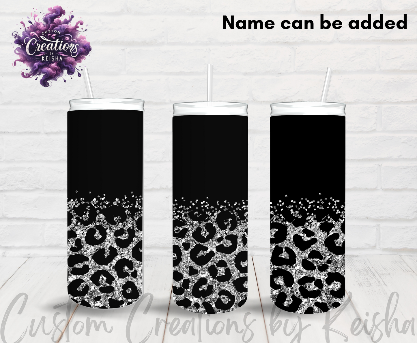 Leopard Print 20oz Glittered Sublimation Tumbler