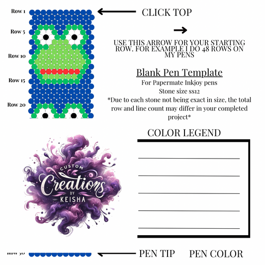 Froggy Rhinestone Pen Template