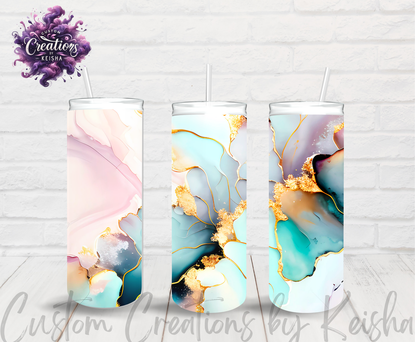 Marble 20oz Glittered Sublimation Tumbler