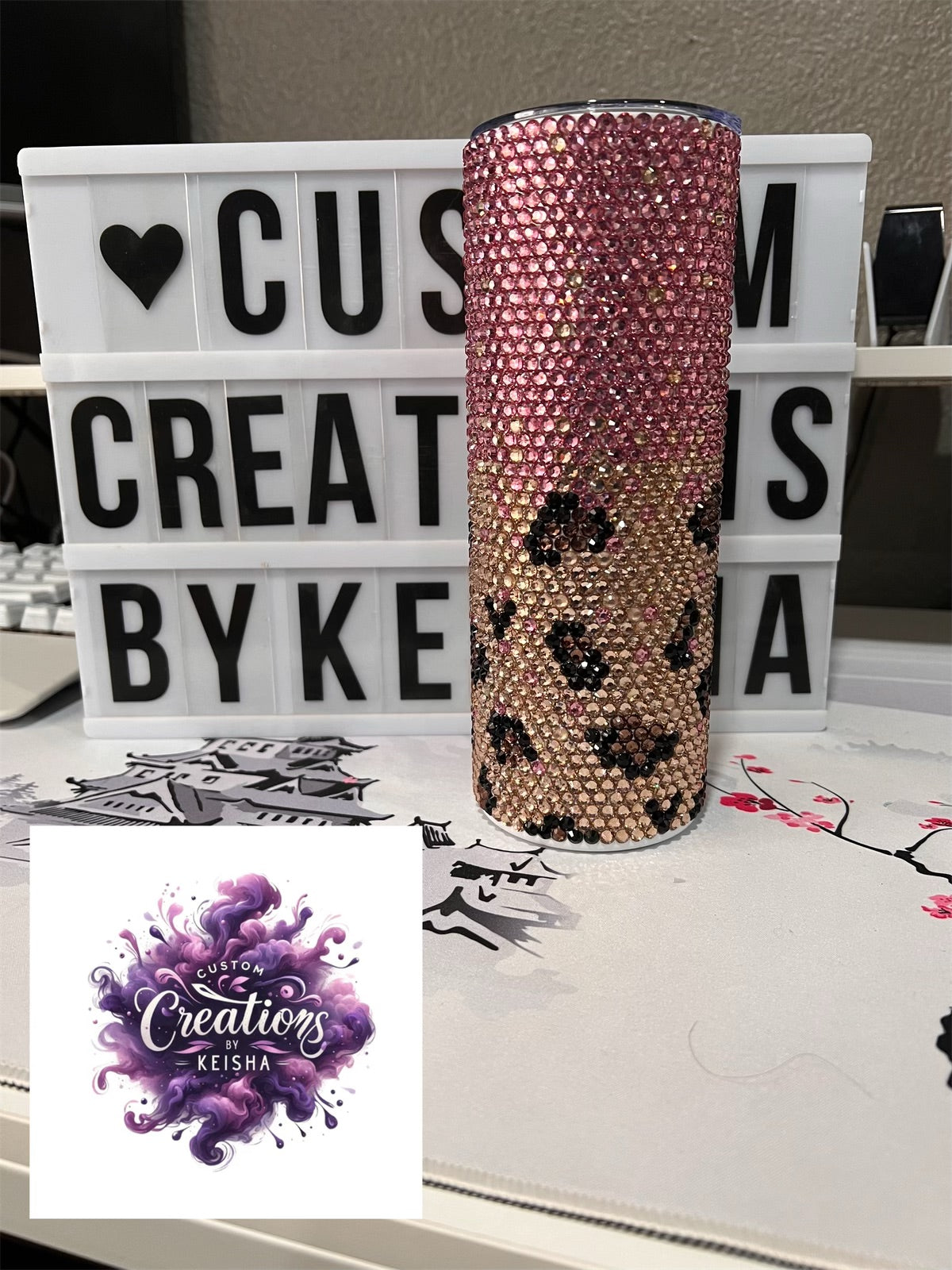 Leopard Rhinestone Tumbler