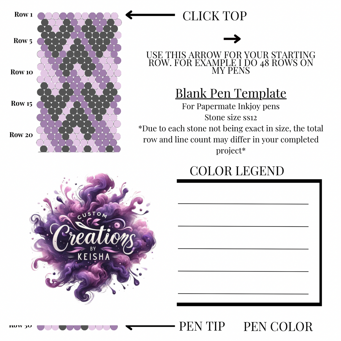 Hearts Galore Rhinestone Pen Template