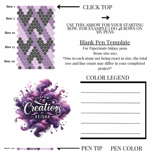 Hearts Galore Rhinestone Pen Template