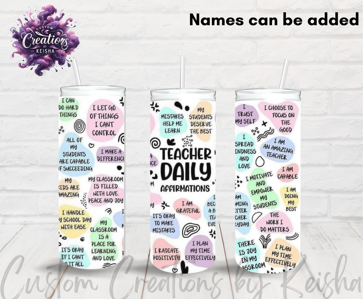 Teacher 20oz Glittered Sublimation Tumblers