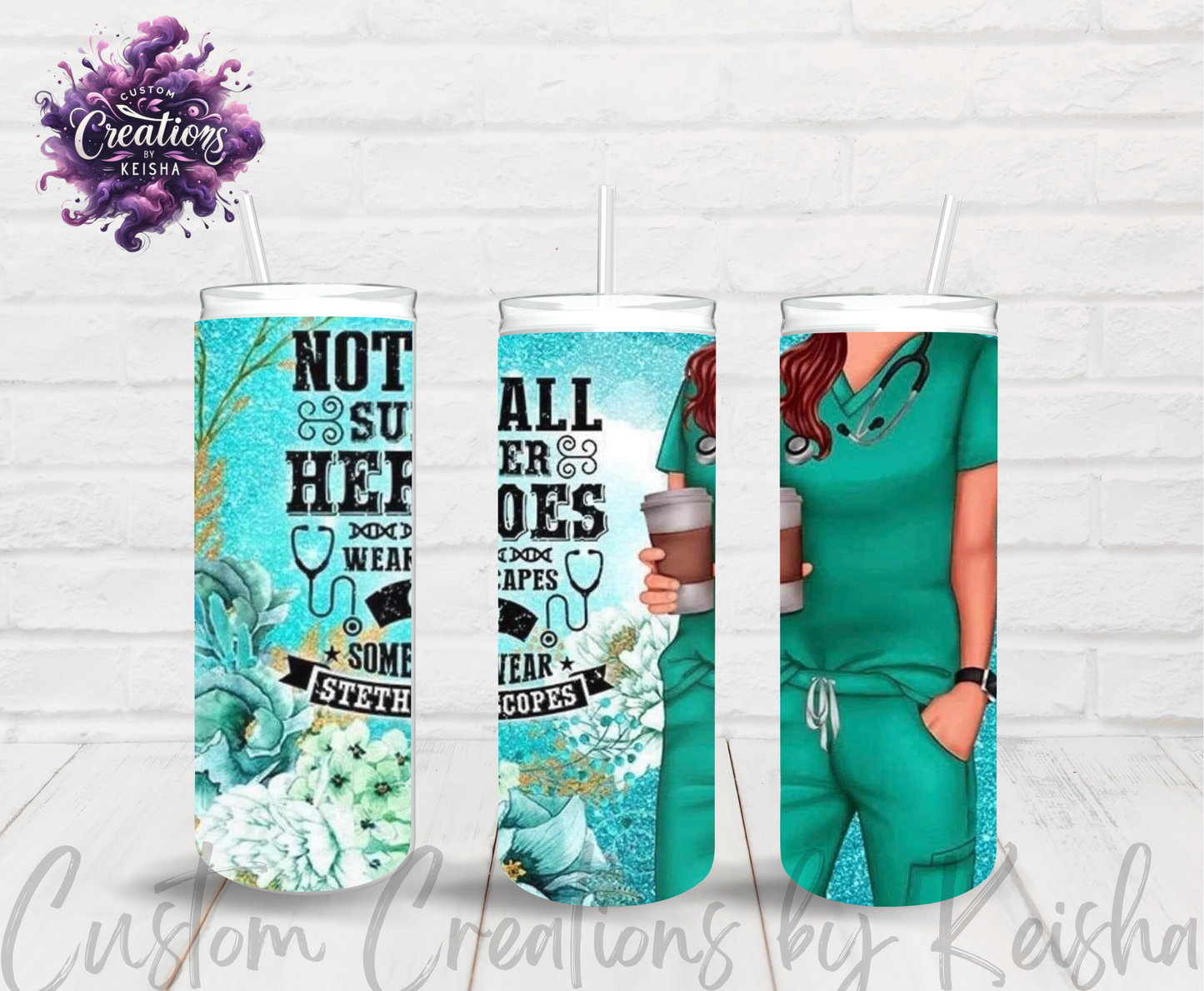 Nurse 20oz Glittered Sublimation Tumblers