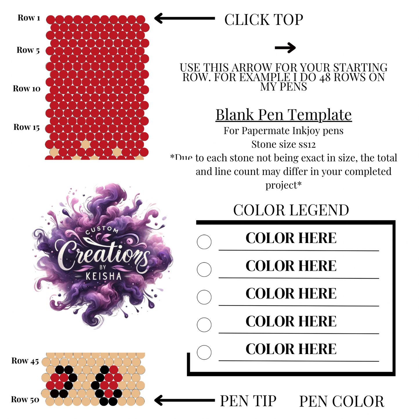 Ombre Leopard Rhinestone Pen Template