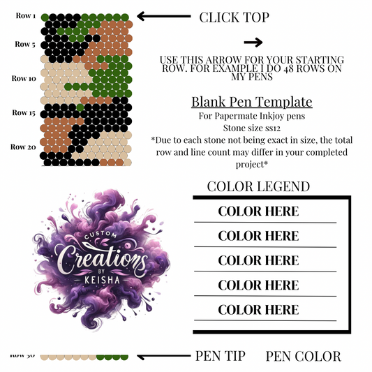 Camo Rhinestone Pen Template