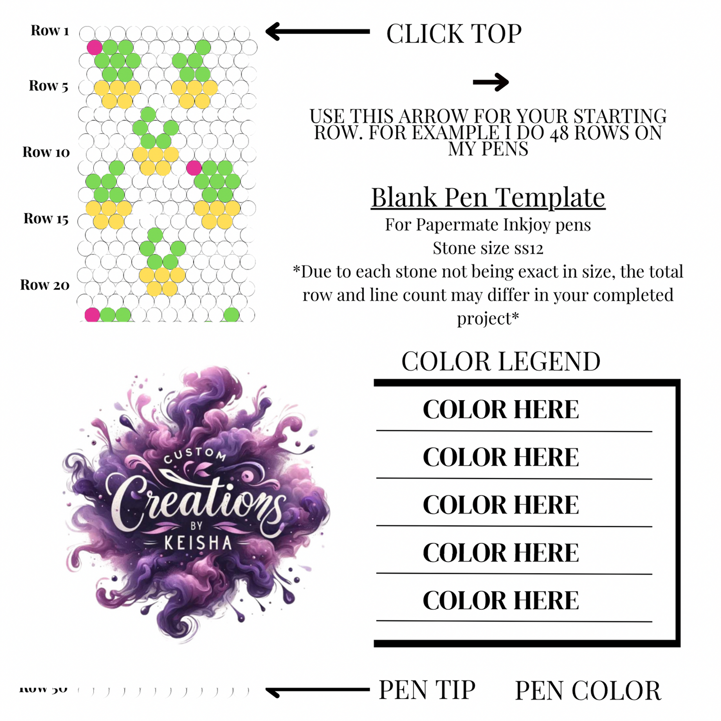 Cactus Rhinestone Pen Template