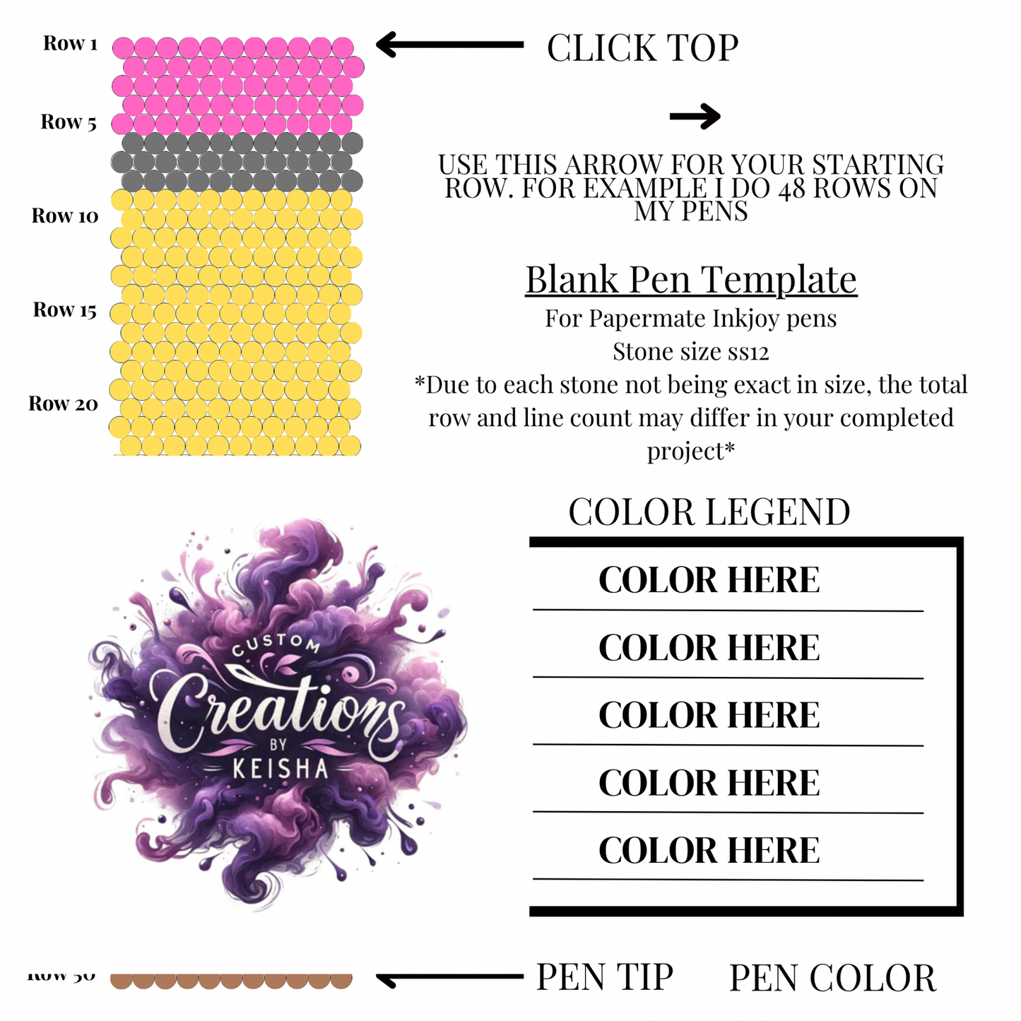 Pencil Rhinestone Pen Template