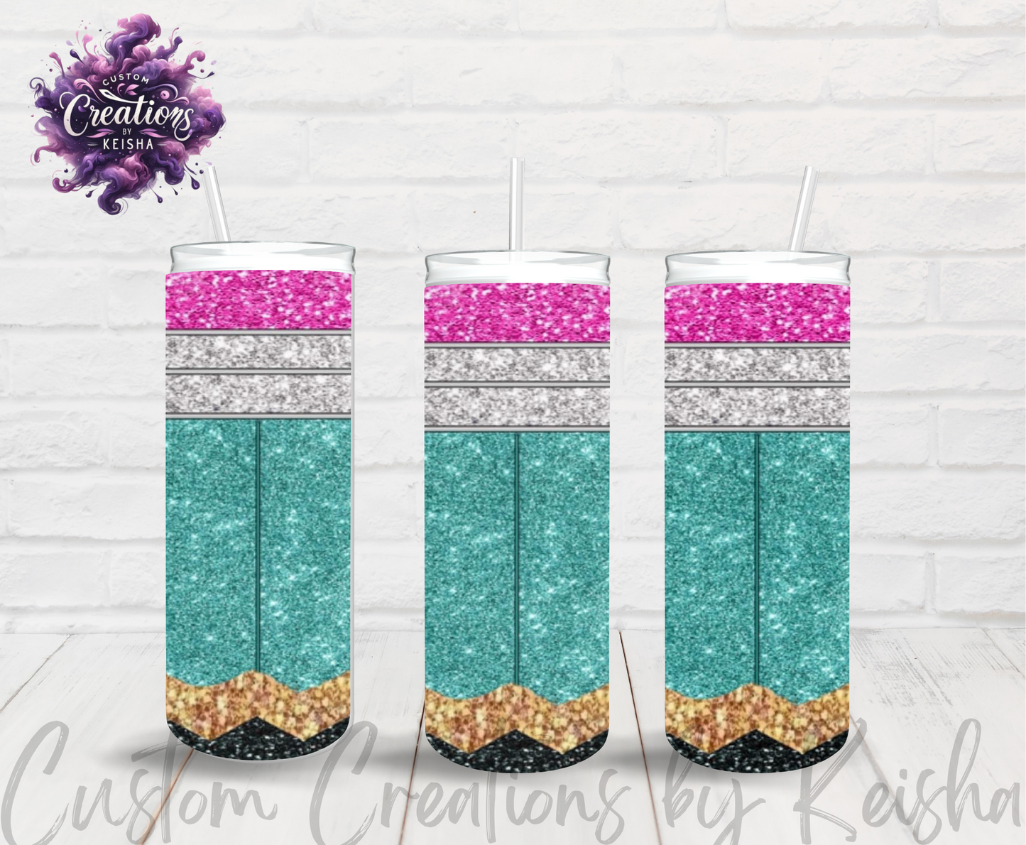 Teacher 20oz Glittered Sublimation Tumblers