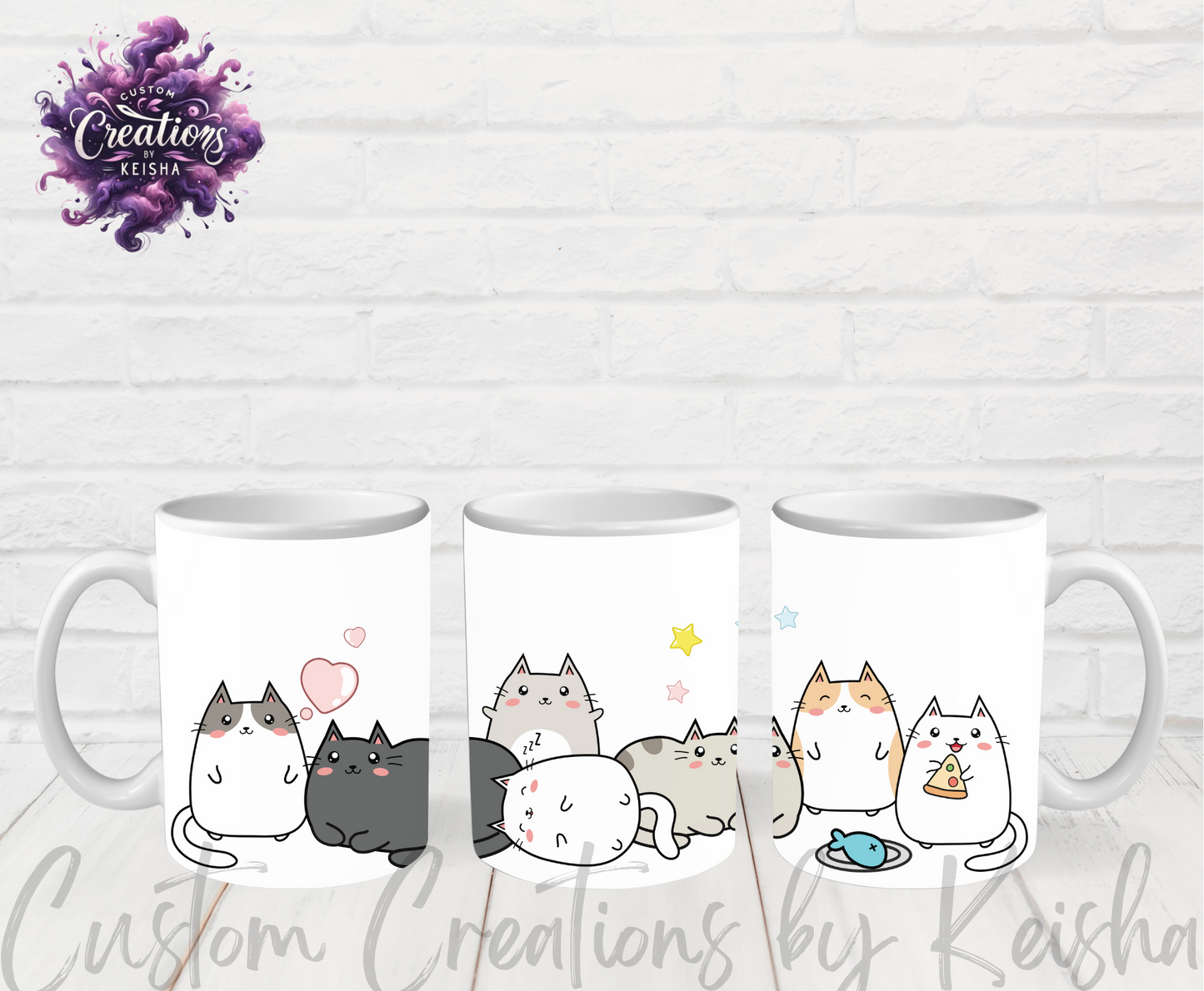 Ceramic Cat Sublimation Coffee Mugs