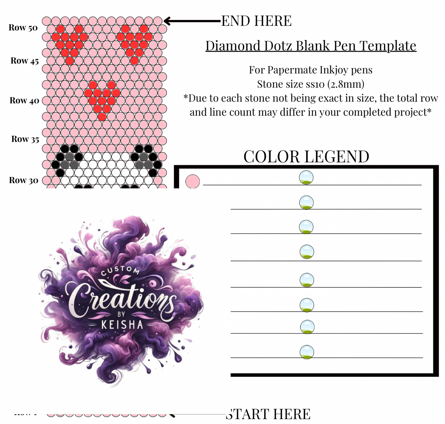 Panda Love Diamond Dots Pen Template