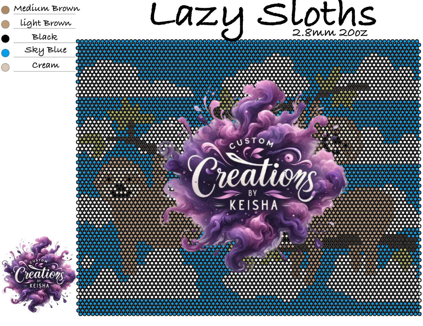 Lazy Sloths Rhinestone Tumbler Template