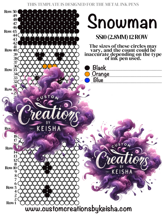 Snowman Diamond Dots Pen Template