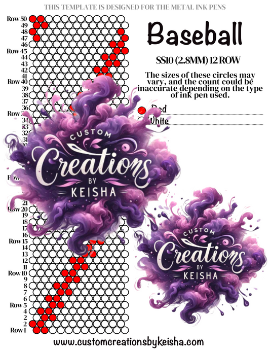 Baseball Diamond Dots Pen Template