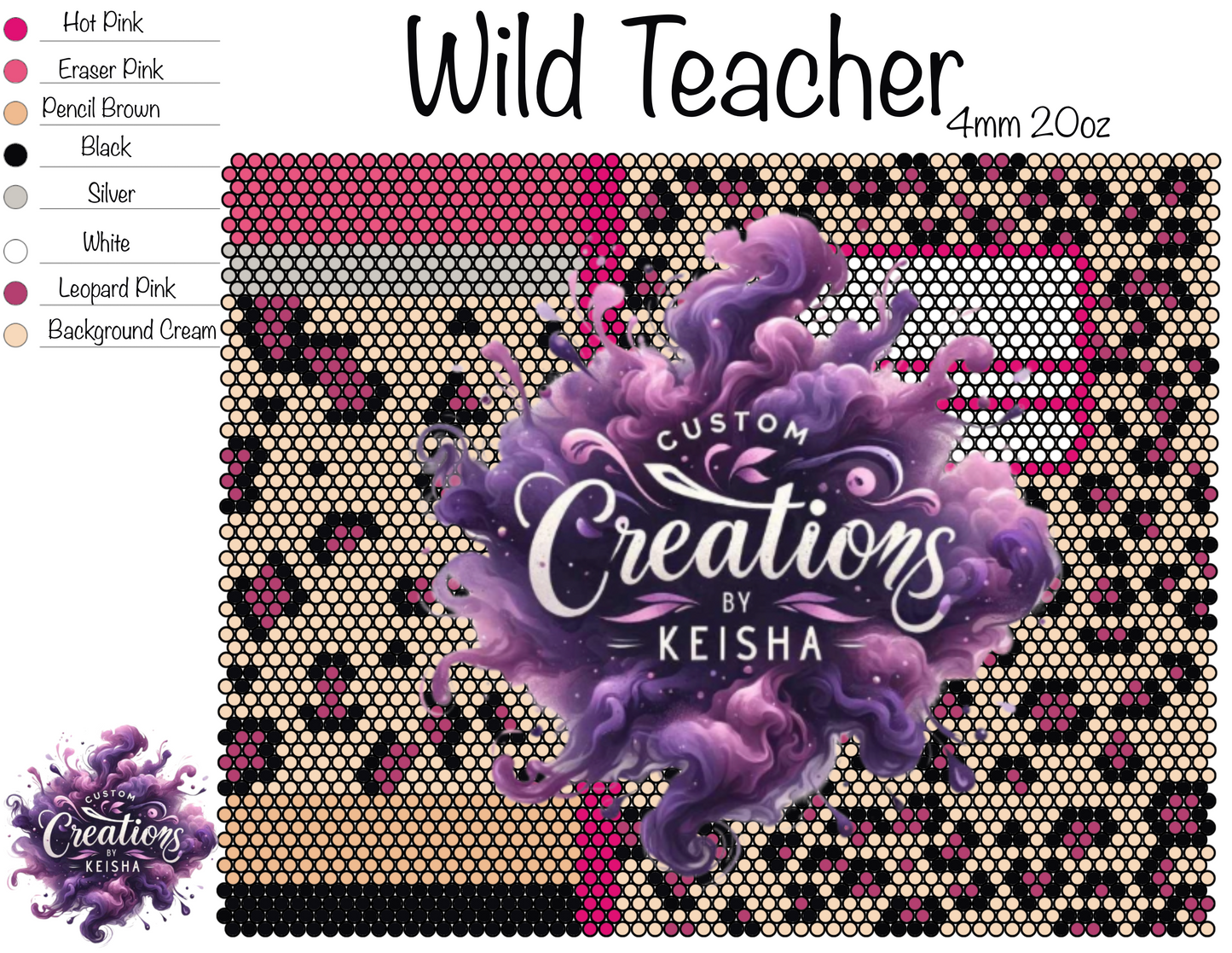 Wild Teacher Rhinestone Tumbler Template