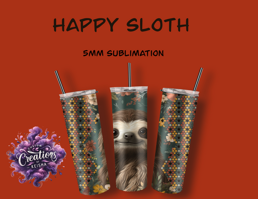 Happy Sloth Rhinestone Tumbler Template(sublimation)