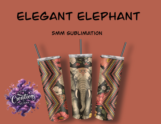 Elegant Elephant Rhinestone Tumbler Template(sublimation)