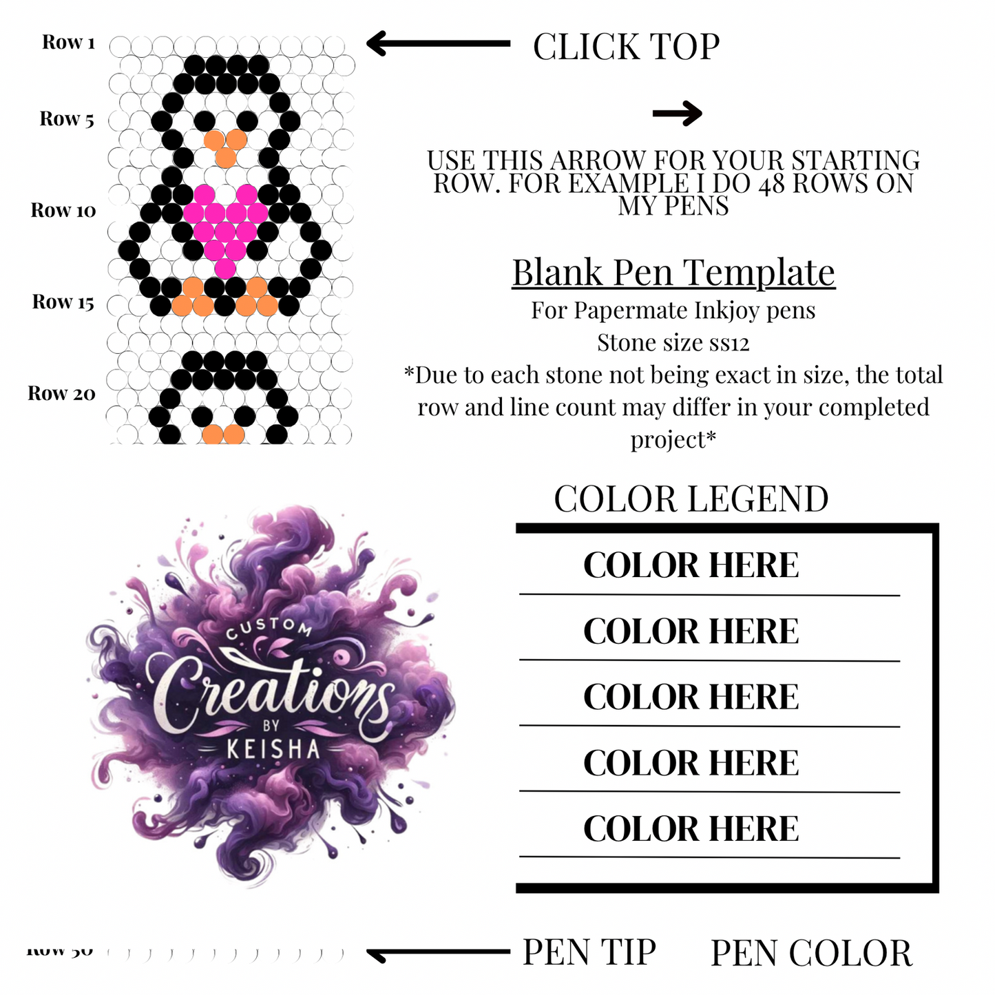 Penguin Rhinestone Pen Template